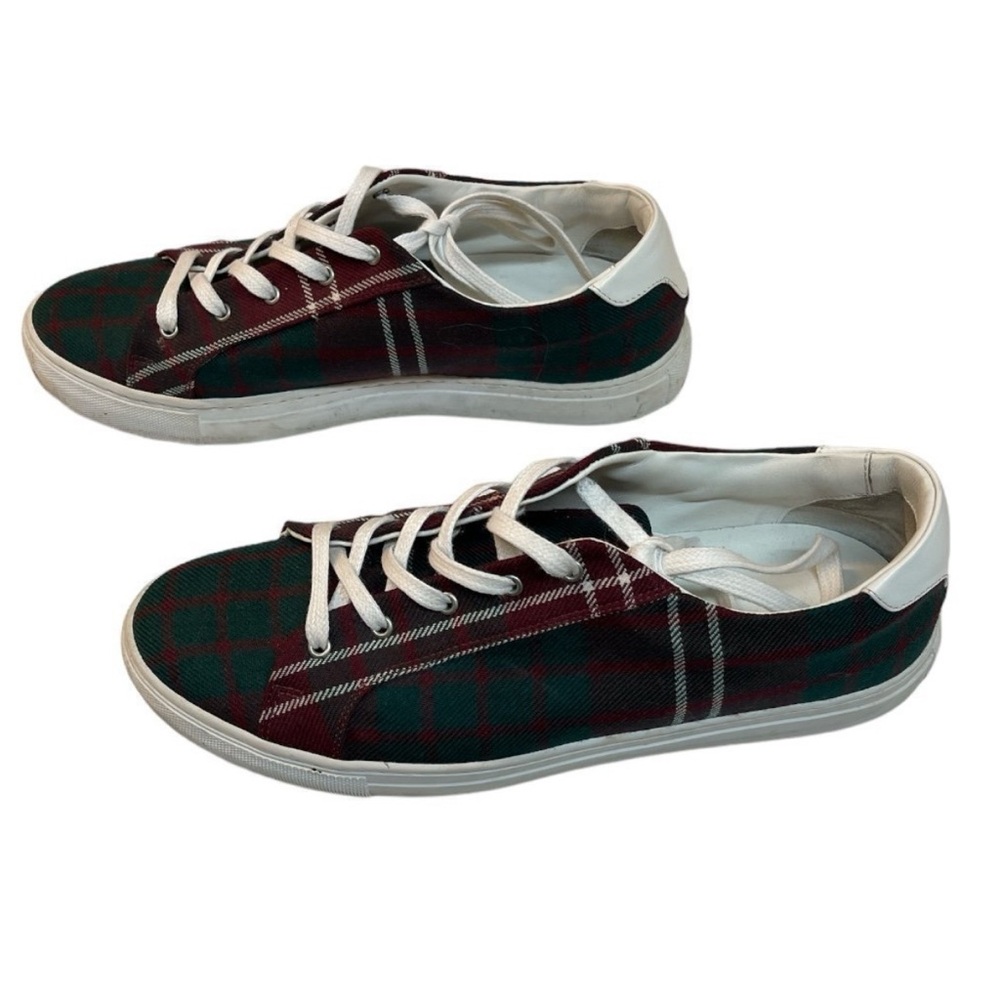 Unisex Plaid Lace-Up Sneakers Tartan Low Top Christmas Leather 8.5-9 10-10.5 Y2K